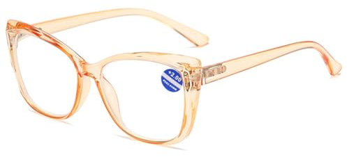 VEVESMUNDO Damen Katzenaugen Lesebrillen Blaulichtfilter Federscharnier Anti blaulicht Lesehilfen Weitsichtigkeit Brille +1.0,+1.5,+2.0,+2.5,+3.0,+3.5,+4.0 (1 Stück Beige, 1.5)