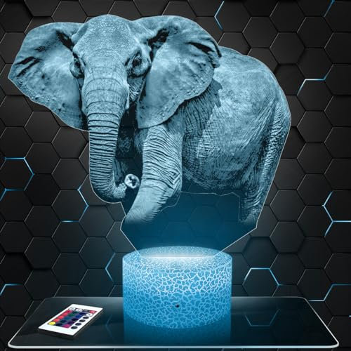 Lampephoto.fr Nachttischlampe Elefant deko Tier Wildnis Afrika. Geschenkidee Mann Frau objekt Elefant Nachtlicht Erwachsene deko Zimmer. TOP