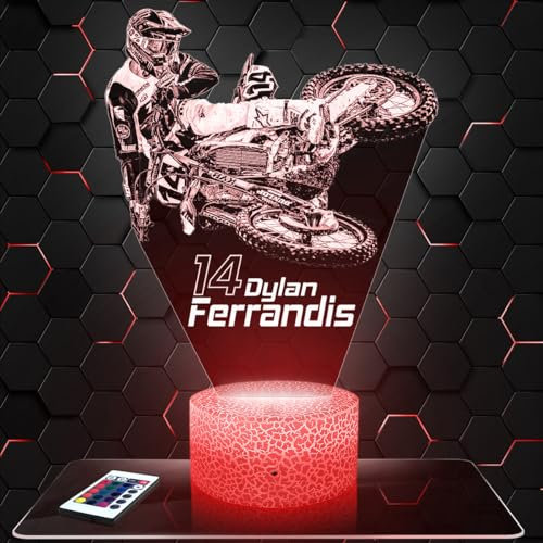Nachttischlampe - Touch-Nachtlicht Moto cross D.Ferrandis 3D-LED-Lampe Illusion, Geschenkidee Weihnachten Geburtstag Junge und Mädchen Nachttischlampe Kinder- oder Erwachsenenzimmer