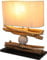 GURU SHOP Tischlampe/Tischleuchte, Handgemachtes Unikat aus Naturmaterial, Treibholz, Baumwolle - Modell Tabora, 42x35x15 cm