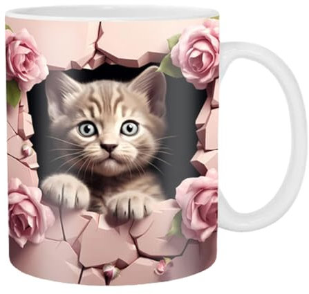 ZONEWD Tasse à café en céramique avec effet 3D pour les amoureux des chats