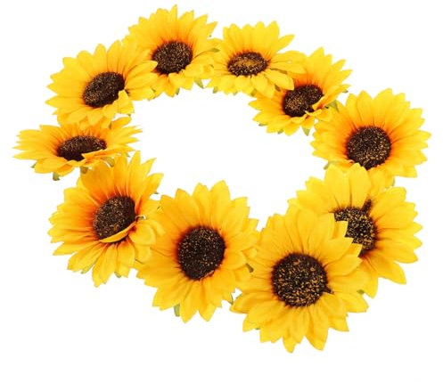 MAGICLULU Künstliche Sonnenblume 10 cm Orange Zum Aufnähen Applikationen Für Kleidung Taschen Dekoration