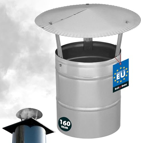 KOTARBAU® Schornsteinabdeckung - ø 160 mm - Kaminhaube - Schornstein Regenhaube - Kaminabdeckung - Schornsteinhaube - Kaminaufsatz - Rostbeständig - verzinkter Stahl - Silber