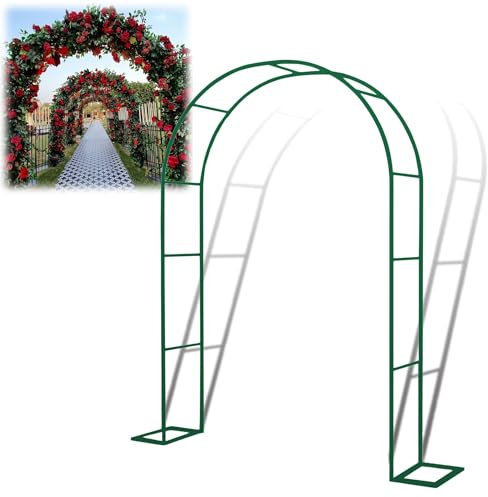 Metal Garden Arch Trellis Set, Wedding Arch For Ceremony, Rose Arch 220CM/230CM, Wrought Iron Garden Arbours For Climbing Vines, Rose And Plants(Color:Green,Size:3m*2.2m*40cm)