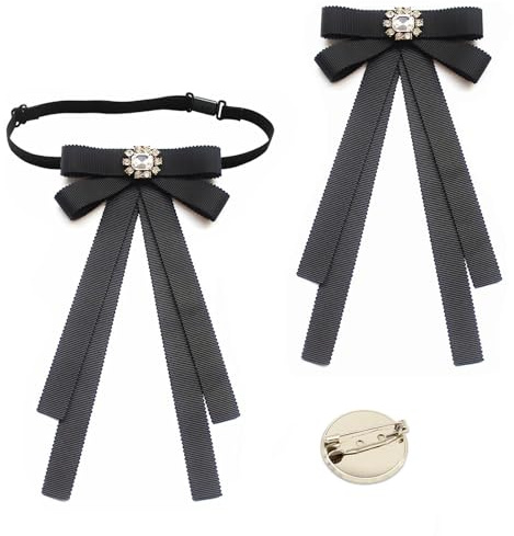 PIMXL Papillon pré-noué réglable pour femme, noir, taille unique