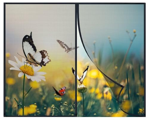 Fliegengitter Fenster 110x110cm, Fliegenvorhang, Insektenschutz Fenster für SchiebeFenster, Wohnzimmer, Schwarz