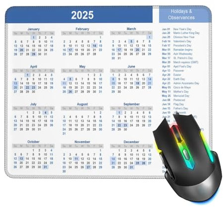 2026 Calendar Mouse Pad, Calendar with Holiday Mouse Pad for Desk, Stitched Edge Mousepad with Non-Slip Rubber Base, Gaming Mouse Mat for Computer Laptop Home Office