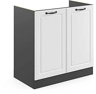 Vicco Armario bajo para Fregadero R-Line, Blanco casa de Campo/Antracita, 80 cm, ET Antracita