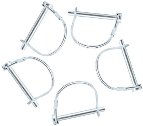Ruidee 5 Stück Klappsplinte 6x55mm Karbonstahl Sicherungsbolzen Rohrklappsplinte mit Rastverschluss Rundem Bügel für Landwirtschaft Garten Bauernhof-Anhänger(DDX/6x55mm)