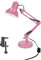 EDO Retro Schreibtischlampe Kinder mit Klemmbar, Nachttischleuchte mit Gelenk-Arm, Arbeitsplatzlampe Rosa PIXI E27 aus Stahl, Schreibtisch-Leuchte mit Flexible Klemme Schwarzer auf Desk Lamp
