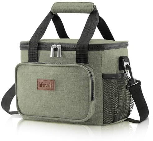 Lifewit 9L Kühltasche klein unterwegs, Isolierte Cooler Bag Lunchtasche faltbar für Herren und Damen, wasserdichte Thermotasche Umhänge für Essen, Bier, Medikamente, Arbeit, Strand, Reise, Dunkelgrün