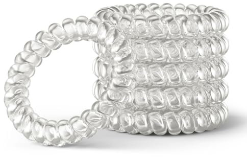 IMPERIO Spiral Haargummi - Premium Haargummis für Damen & Mädchen - Vermeide Haarbruch, Spliss & Verknotungen - Hochwertige & schonende Zopfgummis in verschiedenen Farben (Transparent Groß)