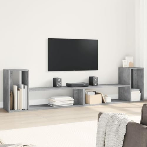 Gecheer Mobili TV,Moderno,Mobile per TV, Muro 2pz Grigio Cemento 100x30x50cm Legno Multistrato R500