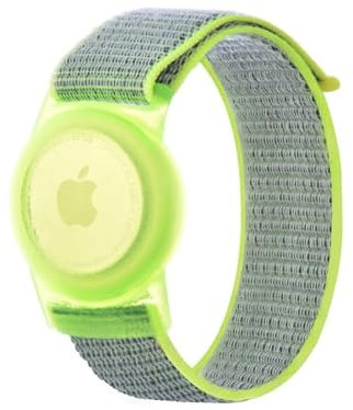 Nylon Airtag Armband Kinder, AirTags Weiche Silikon-Uhrenarmbänder, Nylon Bracelet für AirTag, GPS-Tracker-Uhrenarmband, Anti-Kratz-Schutz für die Positionierung des Airtag-Tracking-Armbands (Gelb)