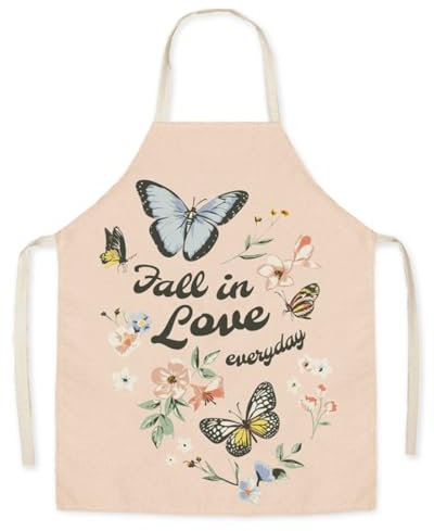 BEPSYOM 1 delantal de cocina, delantal de barbacoa de algodón, delantal de cocina estampado rosa para mujer, delantal personalizado, regalo divertido