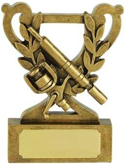 SilverTrophy: Fishing Gold Mini Trophy - Angler-Preis, größter Fang, Fang des Tages, Angler, Rute, Rollen & Tackle, Karpfen, Barsch, Meer & See, Grob & Fliege.