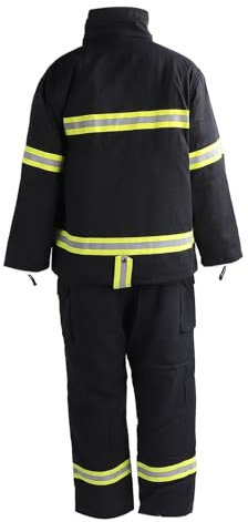 Fafeicy Tuta di Sicurezza Resistente Al Fuoco Giacca con Isolamento Termico Pantaloni Striscia Riflettente Ad Alta visibilità per Lavoratori Blu Navy (L)