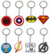 MIZT Porte-Clés Avvengers, 8 Pièces Anneau de Clé Pendentif Porte-clés, Convient pour la Décoration de Fête Des Enfants Adulte, Les Cadeaux de Noël, Les Cadeaux D'anniversaire