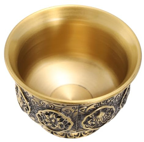 ABOOFAN 1 Pc Coppa del Budda the cupper coppa rame fornitura preghiera buddhista coppa buddista decorativa adorare d'acqua tazza contenitore dell'acqua santa ciotola buddista Yellow