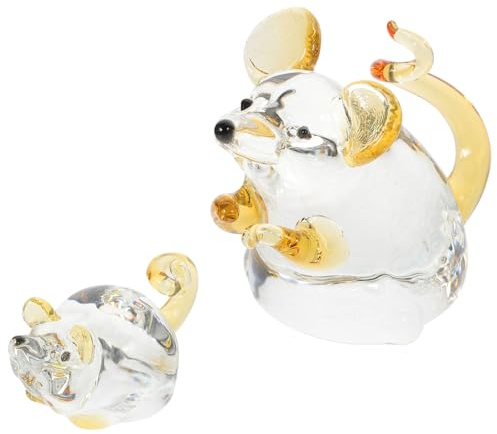 Alipis 2 Stücke Glas Figur Realistische Mäuse Statue Für Desktop Home Glas Ornament