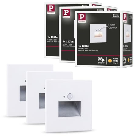 Paulmann 5271 Set LED Wandeinbauleuchte Edge 3er-Set 80x42 mm 3x1,2W 3x25lm 230V 2700K Weiß matt