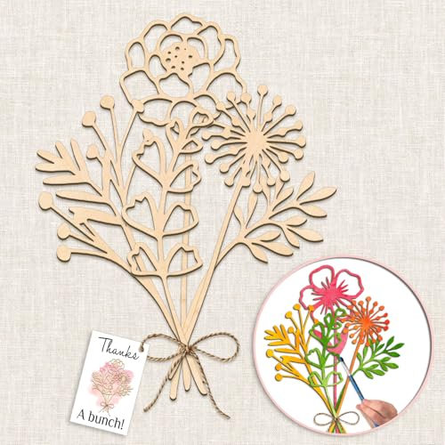 Holzblumen, Wildblumen aus Holz, Boho-Holzblumenstiele, Set mit 9 Holz-Geburtsmonat, Blumenstrauß, Blume für Mutter, Heimdekoration, Muttergeburtstagsgeschenk, Oma-Geschenk, Kinderzimmer-Dekoration