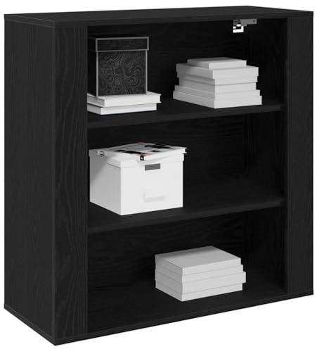 vidaXL Wandschrank Schwarz Eichen-Optik 80 x 33 x 80 cm Holzwerkstoff | Genug Platz für deine Sachen, Glatter und glänzender Look, der deinen Raum aufpeppt, Perfekt für alle Arten von Innenräumen