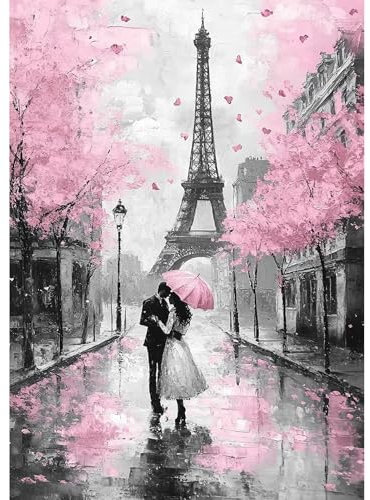 MEIYUDA 5D Diamond Painting Bilder Erwachsene Liebe in Paris, Diamond Painting Set Bild, Diamant Painting Bilder Bastelset Erwachsene Kinder Malerei für Home Wand Décor 30x40cm
