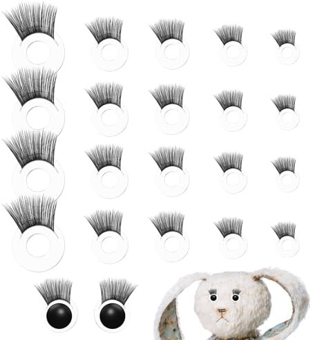 20 Stück Puppenwimpern Selbstklebend, Wimpern Zum Basteln für Sicherheitsaugen, Puppenaugen, Wimpern für Amigurumi Augen Knopfaugen fürr Puppen Mit Wimpernn fürr Puppen Auge, Sicherheitswimpern