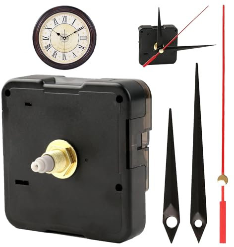 Quarz Uhrwerk, Uhrwerk für Wanduhr, Super Leises für DIY Projekte, 16mm Schaftlänge, Präzise Zeitmessung mit Inklusive Zeigersatz für Wanduhren, Ideal für Reparaturen und kreative Uhrenprojekte