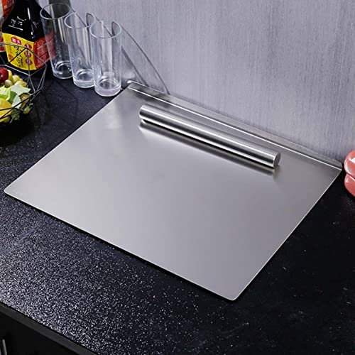 Tagliere in Acciaio Inox con Bordo, Tagliere bifacciale per Cucina, Antiscivolo, Lavabile in lavastoviglie, 60 x 100 cm