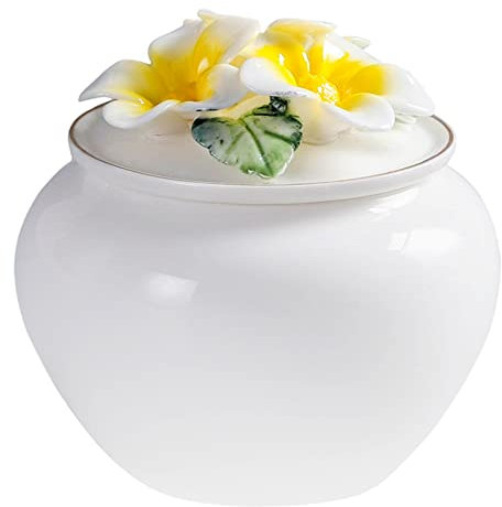 White Lily Ashes Urns for human Pet Memorials Ceramics Cremation Urn For Dogs White Urn 11/9