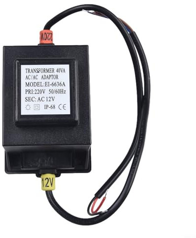 Transformateur LED, alimentation 12 V AC/AC, transformateur d'alimentation extérieure, IP67, station d'alimentation portable, pour pompes 12 V et éclairage LED (40 W)