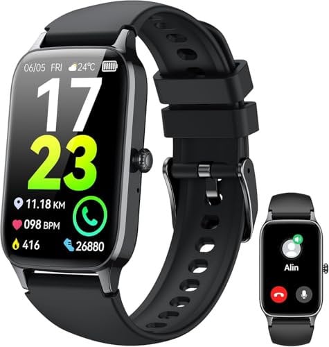 Smartwatch Herren Damen, 1,57 HD Fitnessuhr Damen mit Telefonfunktion, Wasserdicht Smart Watch 110+ Sportmodi, Fitness Tracker mit Herzfrequenz Schlafmonitor Schrittzähler, Sportuhr für Android iOS