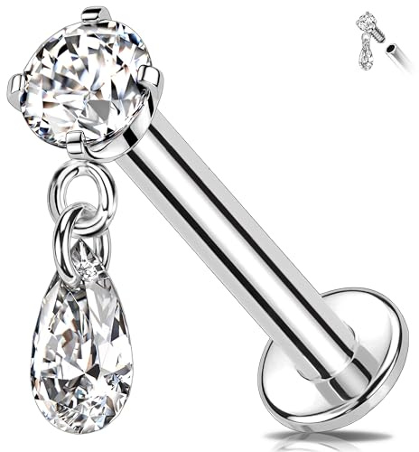 Melighting Titan Tragus Ohrring Baumeln Knorpel Ohrring CZ Helix Stud Innengewinde Flache Rückseite Ohrring Daith Piercing Schmuck 8 mm