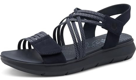 Jana Damen Coshy Sorgenfrei – die Hallux-freundliche Sandale 8-28766-42 Blau H-weiteFlache Sandale