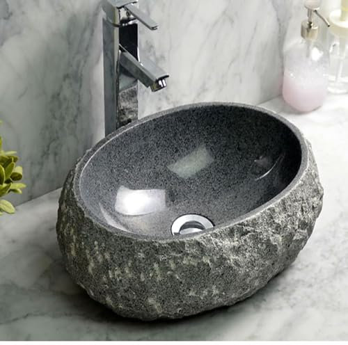 Aioneer Oval Sink Bowls For Bathroom, Vessel Sink For Bathrrom Stone Sink Vanity Marble Sink Bathroom Sink For Coutertop - 15.7 L X 11.8 W X 5.1 H-B