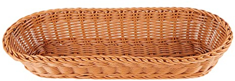 JAVERGGN Oval Wicker Woven Basket Bread Basket Serving Basket, 14Inch Storage Basket for Food Fruit Cosmetic Storage Tabletop and Bathroom