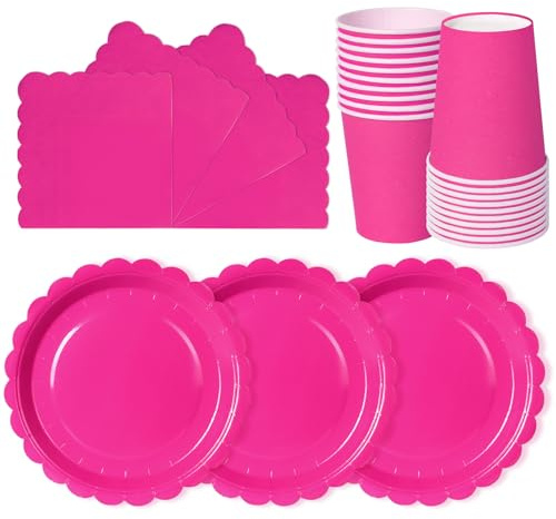 hailstones Fucsia 72 Pezzi Stoviglie di Carta per Compleanno Bambini: Piatti, Bicchieri, Tovaglioli - 24 Ospiti