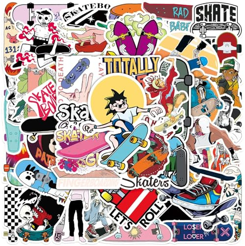 Alethron 100 Stück Skate Sticker, Selbstklebend PVC Skateboard Stickers Skate Aufkleber Snowboard Sticker Wasserfest Graffiti Aufkleber für Laptop Koffer Skateboard Snowboard