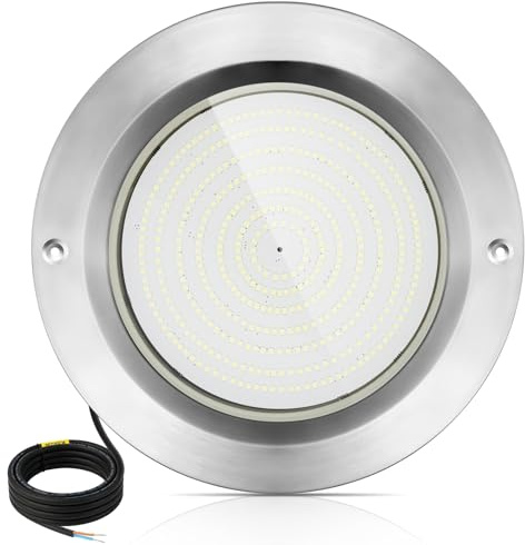 COOLWEST Foco LED Piscina Relleno de Resin, 36W Blanca Fría Lámpara Piscina Acero inoxidable para Superficie Extraplano, Luces Piscina LED, IP68 Impermeable, 12V DC, 6000K, Montaje en Superficie