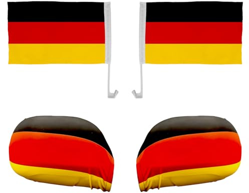 Deutschland Fanartikel Auto Set 4 Teilig Mit Fensterfahnen Und Spiegelüberzieher Schwarz Rot Gold Deko Für Fussball Fans 2026 Fanartikel Fussball 2026 Auto Zubehör Für Männer Frauen