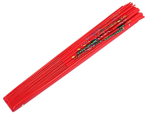 Goshyda Éventail de Tai Chi Rouge – Éventail Chinois de Danse Kung Fu Wushu en Bambou, Entraînement de la Main Droite, Tissu en Soie Léger et Durable avec Ouverture Lisse