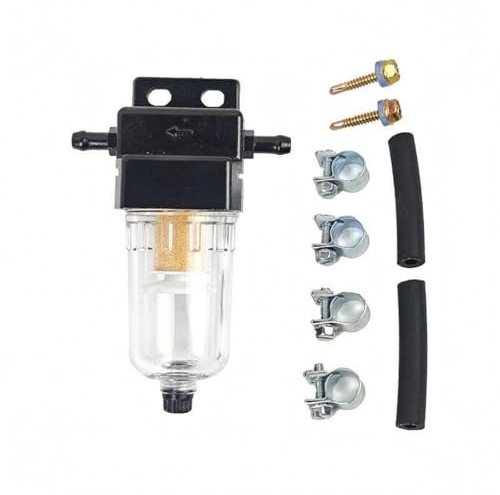 Hzoibyze Separator Séparateur Carburant Filtre Décanteur avec Bol Transparent Inspectable et Robinet de Vidange Support de Fixation à Deux Vis Tuyaux et