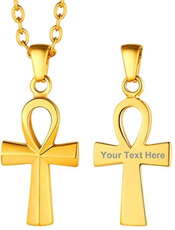 PROSTEEL Damen personalisiert Kette 18k vergoldet Lebensschleife Ankh Kreuz Anhänger Halsktette Frauen Mädchen ägyptische Henkelkreuz religiöser ModeSchmuck Accessoire für Weihnachten Geburtstag