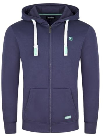 riverso Sweatjacke Herren mit Kapuze Reißverschluss Regular Fit RIVNoah Kapuzenjacke Blau XL, Größe:XL, Farbe:Navy (19400)