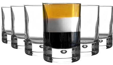 Bormioli Rocco 12 Piece Barglass Shot Glasses Set - Classic Contemporary Glass Shooter Tumblers - Bubble Base - 65ml