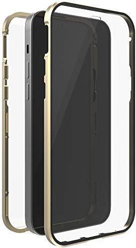 WHITE DIAMONDS - Hülle 360 Grad Glass Case Passend für Apple iPhone 12 Pro Max - Handyhülle, Magnet Verschluss, Durchsichtig, Cover (Transparent mit goldenem Rahmen)