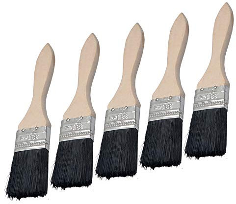 5 Pcs Pinsel Set Flachpinsel-Set mit Holzstielen und Naturborsten Satz Einwegpinsel Lackierpinsel Malerpinsel, 1/1.5/2 Zoll