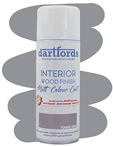 dartfords Country Colours Interior Furniture and Craft Matt Spray Paint - 400ml Aerosol, Tower Grey